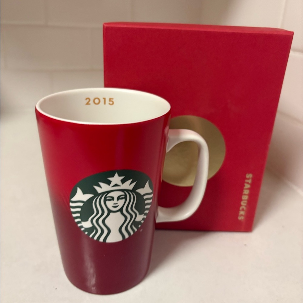 Starbucks Vintage Red and White Ceramic Mug